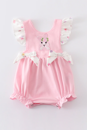 Pink rabbit applique ruffle girl bubble - Patty's Porch by PBSD |Children's clothing and Dance wear | Jackson Tennessee
