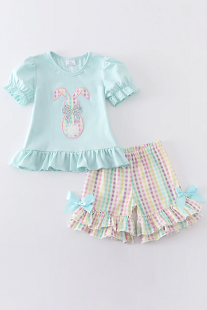Mint rabbit applique girl set - Patty's Porch by PBSD |Children's clothing and Dance wear | Jackson Tennessee