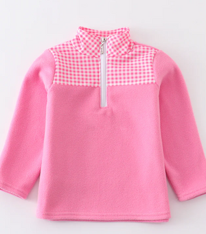 Premium pink plaid patch fleece top - Patty's Porch by PBSD |Children's clothing and Dance wear | Jackson Tennessee