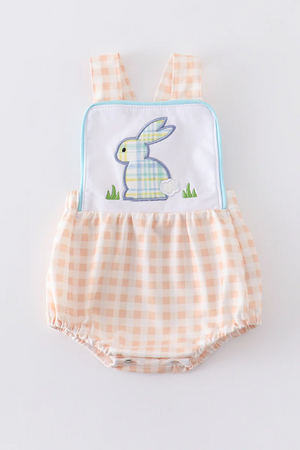 Plaid rabbit applique boy bubble - Patty's Porch by PBSD |Children's clothing and Dance wear | Jackson Tennessee