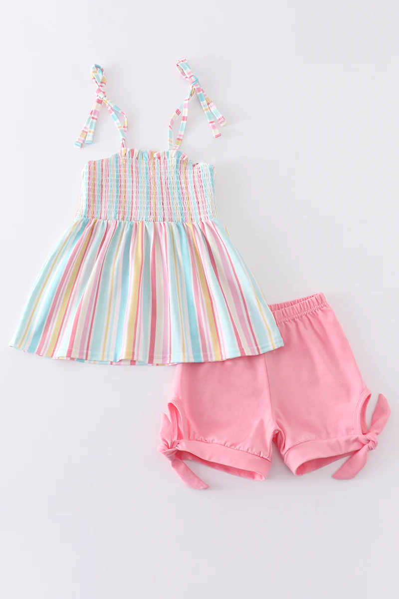 Stripe smocked strap girl set - Patty's Porch by PBSD |Children's clothing and Dance wear | Jackson Tennessee