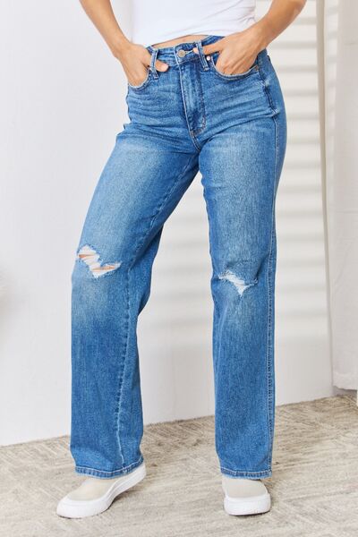 Judy Blue Full Size High Waist Distressed Straight-Leg Jeans - Patty's Porch by PBSD |Children's clothing and Dance wear | Jackson Tennessee