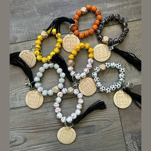 Mama Sports Keychain with Wooden Beads - Patty's Porch by PBSD |Children's clothing and Dance wear | Jackson Tennessee